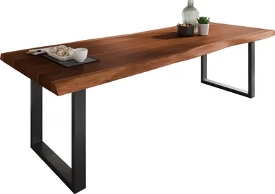 Produktbild von Esstisch Baumkante massiv Akazie Nussbaum 260 x 100 U-Gestell schwarz ATLAS