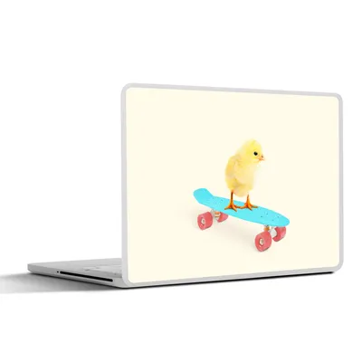 Produktbild von MuchoWow® Laptop Aufkleber Sticker Cover Küken - Gelb - Skateboard - Blau - Tiere 32.5x23.5 cm - Sticker für Laptop - Selbstklebend
