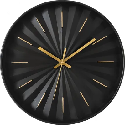 Produktbild von bhp B992533 AMILIA Wanduhr, Kunststoff schwarz, Glasplatte goldfarben, Uhr, ø: 305mm, H: 305mm, exkl.