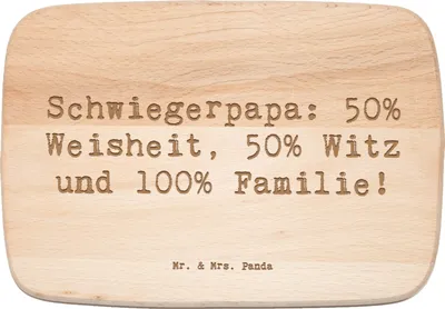 Produktbild von Mr. & Mrs. Panda massivholzbrett Spruch Schwiegerpapa Weisheit - Transparent - Geschenk, Frühstücksbrett, Familie, Frühstücksbrettchen, Schneidebrett, Familienmitglied