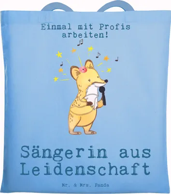 Produktbild von Mr. & Mrs. Panda Schultasche Sängerin Leidenschaft - Sky Blue - Geschenk, Tragetasche, canvas tasche, totebag, Tote Bag, Beutel, Laptoptasche