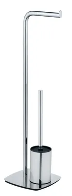 Produktbild von WENKO Stand WC-Garnitur Iria aus silberfarbenem Metall 23 x 72 x 20 cm