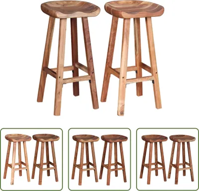 Produktbild von The Living Store Barhocker 2 Stk. Massivholz Akazie