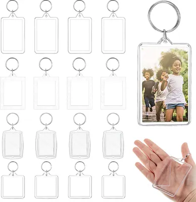 Produktbild von Schlüsselanhänger für Bilderrahmen 16 Stück, Acryl Foto Schlüsselanhänger, Schlüsselring, Bilderrahmen Anhänger Geschenk, Basteln, Geschenk für Männer Frauen Geburtstag Jahrestag
