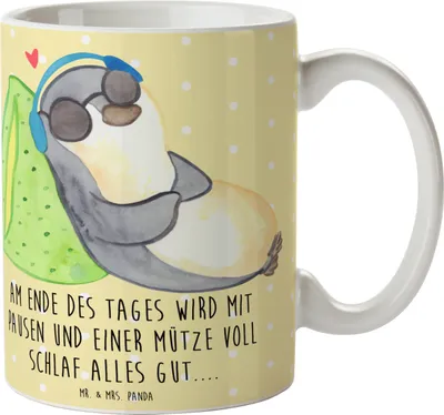 Produktbild von Mr. & Mrs. Panda Kaffeetasse Pinguin PEM - Gelb Pastell - Geschenk, haferl, Tasse, Fatigue, Kaffeepott, Bedruckte, Becher