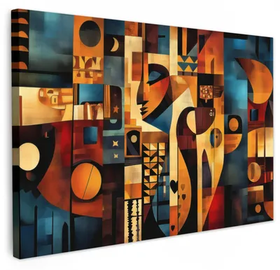 Obrázok produktu pre Elzusha – Obraz na plátne, abstraktné symboly – zarámovaný – 90x60 cm – dekorácia do obývačky
