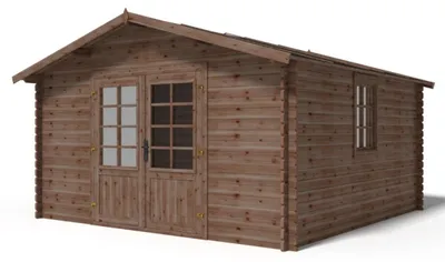 Image de Abri de jardin en bois - 15.2m2 - 3.9x3.9m - Traité - Ep. 34mm - Couleur: marron - DOM563 - ALTANKA