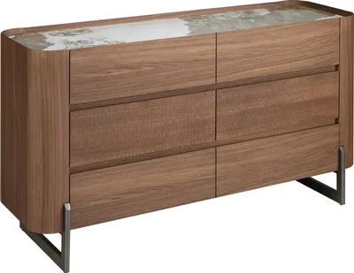 Immagine prodotto di Cassettiera Angel Cerdá in noce e acciaio metallico scuro con piano in marmo porcellanato 7151