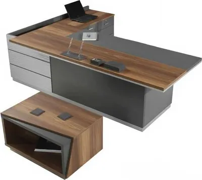 Immagine prodotto di Scrivania con tavolino tavoli in legno studio grigio marrone mobili da ufficio