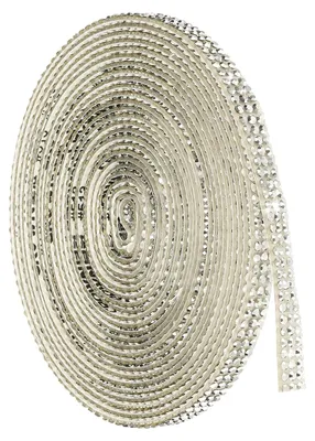 Productafbeelding van Zelfklevend strassband - 3 rijen glitters - voor decoratie en knutselen - 4 yard (ongeveer 3,6 meter) wit