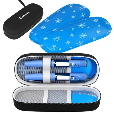 Insulin-Kühltasche mit 2 Kühlakkus, 20,1 x 8,2 x 5,5 cm