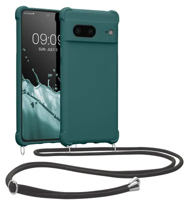 Produktbild von kwmobile Necklace Case kompatibel mit Google Pixel 7 Hülle - Cover mit Kordel zum Umhängen - Silikon Schutzhülle Petrol