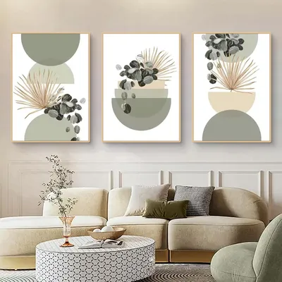 Produktbild von 3-teiliges Poster Set Grüne Pflanzen Boho Wandbilder 50x70cm ohne Rahmen