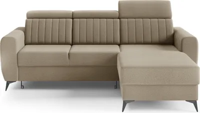 Produktbild von Ecksofa mit Schlaffunktion und Bettkasten, Couch für Wohnzimmer, Schlafsofa, Eckcouch L-Form  Sofagarnitur Sofa Wohnlandschaft - Ottomane links als auch rechts montierbar  - 238x93x176 cm - Ecksofa MOSTA I Beige (Element 06)