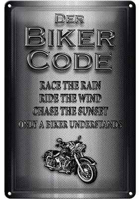Produktbild von Blechschild Motorrad 20x30cm Biker Code race the rain ride