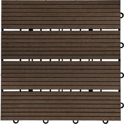 Obrázek produktu pro WPC 11 x dřevěné dlaždice á 30 x 30 x 22 cm, barva tmavě hnědá
