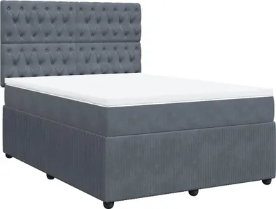 Produktbild von vidaXL Boxspringbett mit Matratze Dunkelgrau 160x200 cm Samt