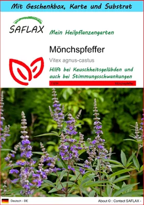 Produktbild von SAFLAX - Geschenk Set - Heilpflanzen - Mönchspfeffer - 30 Samen - Mit Geschenk- / Versandbox, Versandaufkleber, Geschenkkarte und Anzuchtsubstrat - Vitex agnus-castus