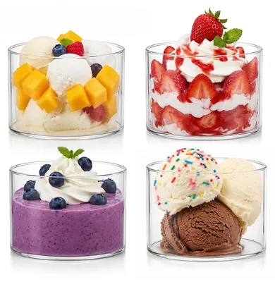 Eisschalen aus Glas, 190 ml, Zylinder-Design, Dessertgläser
