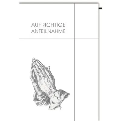 Produktbild von Trauerkarte, 11,5 × 17 cm, betende Hände, „Aufrichtige Anteilnahme“, mit Briefumschlag