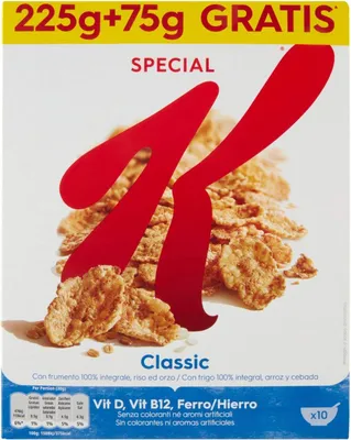 Produktbild von Kellogg's Special K Classic Fiocchi di Riso Reisflocken Vollkorn Weizen und Gerste mit Vitaminen und Mineralstoffen 300g Getreideflocken