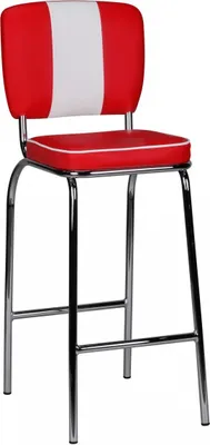 Produktbild von FineBuy 4er Set Barhocker American Diner Rot 50er Jahre Retro Barstuhl Sitzfläche mit Rücken-Lehne Fußstütze Sitzhöhe 76 cm