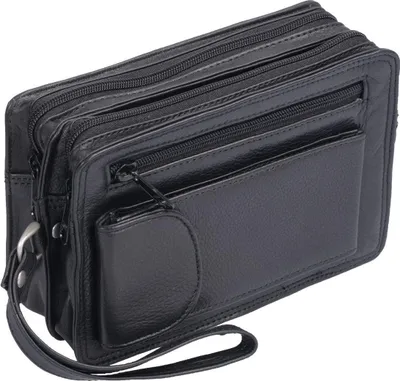 Produktbild von schwarze Herrengelenktasche Leder, 2 Hauptfächer