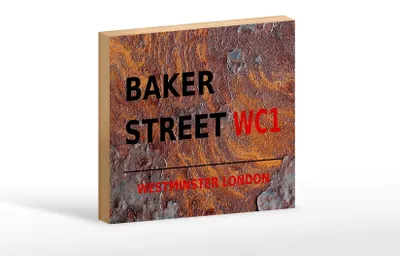Produktbild von Holzschild London 18x12cm Street Baker street WC1
