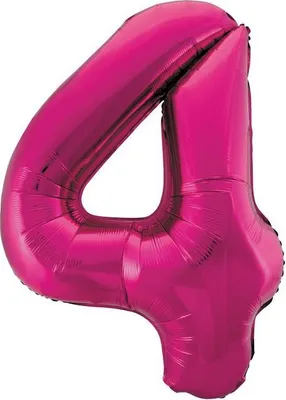 Produktbild von Unique Zahlen-Folienballon Zahl 4 in Pink, ca. 86 cm