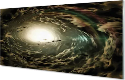 Produktbild von Glasbilder 140x70 Wandkunst Vögel Wolken