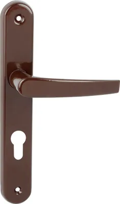 Produktbild von DOMINO Türgriff 72 Drückergarnitur PZ - Profilzylinder Set | Türklinke für Zimmertür, Bürotür, Kellertür & Innentür | L-Form | Türbeschläge aus Stahl |Bronze Türdrückergarnitur| ECONOM M3