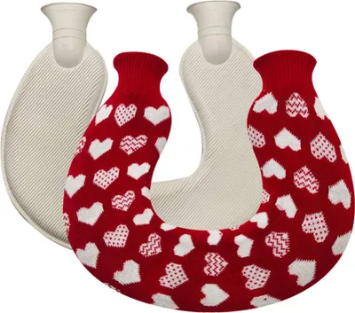 Produktbild von U-Förmige Wärmflasche 1 Stück, Naturkautschuk Mit Strickbezug, Für Nacken Und Schultern