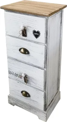 Immagine prodotto di Milani Home - mobiletto in legno 4 cassetti, bianco shabby chic, 35 x 28 x 73 cm
