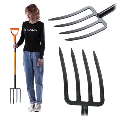 Zdjęcie produktu dla KADAX Widły Ogrodowe 4 Zębne Gospodarcze Do Kopania metal Hartowane 122cm