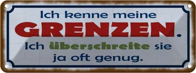 Produktbild von vianmo Blechschild 10x27 cm ich kenne meine Grenzen Spruch Zitat