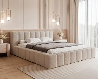 Produktbild von Polsterbett "MAKIRA" 120x200–200x200cm mit Bettkasten - Designerbett mit Stauraum