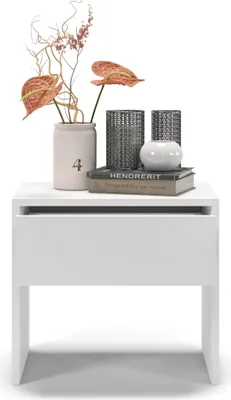 Zdjęcie produktu dla regalik szafka nocna PARI z jedną szufladą 50x45x35 cm - Szafka nocna z szufladą z prowadnicami kulkowymi Tip on - Szafka nocna Modern Design w kolorze białym