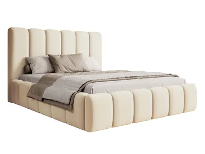 Obrázek produktu pro BESILIO Čalouněná postel Dream 160x200 - Designová postel s kontejnerem a lamelovým roštem - Béžová & Magic Velvet 2201