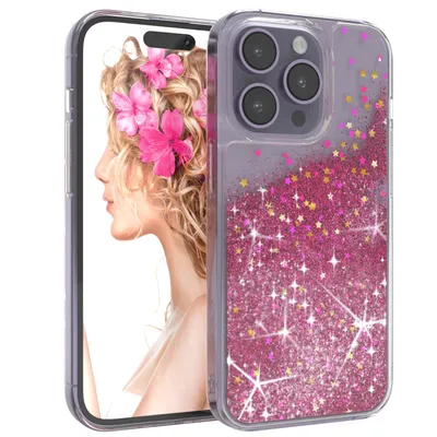 Produktbild von EAZY CASE - Glitzer Hülle kompatibel mit Apple iPhone 14 Pro Glitzer Schutzhülle, Soft Case, Backcover Transparent mit Motiv