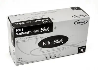 Produktbild von 500 Einmal U-Handschuhe, MaiMed BLACK Nitril puderfrei Gr. XL
