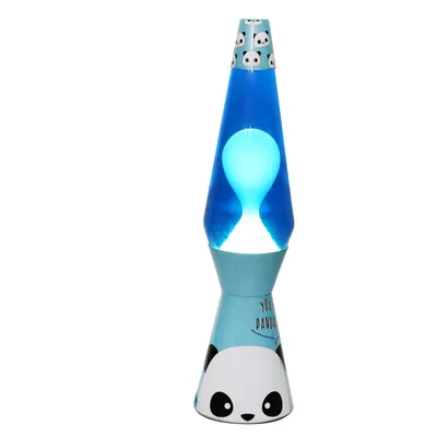 Produktbild von i-Total Lavalampe – Lavalampe – Stimmungslampe – Panda-Kollektion – 40 x 11 cm – Glas/Aluminium – 30 W – Blau mit weißer Lava – Silbergrau – XL1775