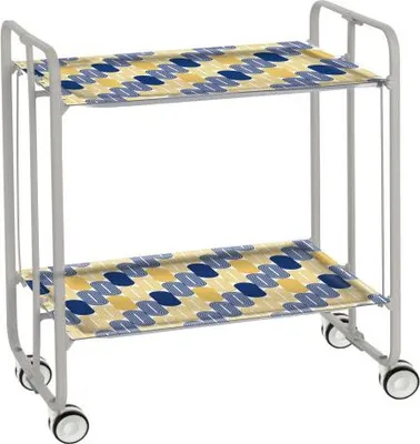 Image de DON HIERRO - Chariot de service pliable BAUHAUS avec roulettes - structure métallique grise, 2 niveaux, 4 positions