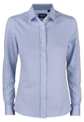 Image de James Harvest - Chemise pour femmes "Burlingham" à col boutonné et ourlet boutonné, modèle ET889 (Taille S), bleu clair/blanc