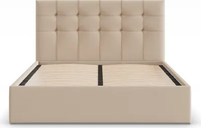 Produktbild von Polsterbett 180x200 cm mit Lattenrost, Doppelbett ohne Bettkasten, elegantes Bett mit Kopfteil, Geflecht, Beige, SORIA 180 x 200