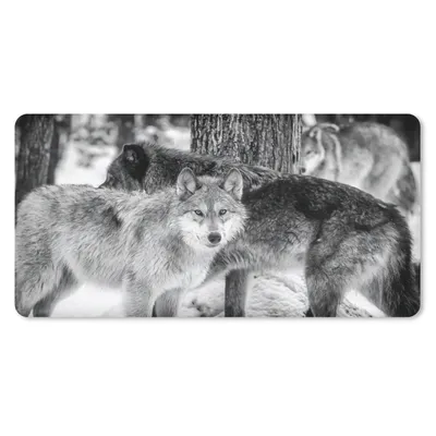 Produktbild von MuchoWow® Mauspad Mousepad Gruppe von Wölfen in Schwarz und Weiß 60x30 cm - Mousepads - Maus Mat - Pad - Mausunterlage - Nachhaltig