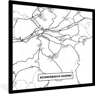 Produktbild von MuchoWow® Gerahmtes Poster Schwäbisch Gmünd - Stadtplan - Karte 40x40 cm - Poster mit Schwarzem Bilderrahmen Wandposter Rahmen Foto Bilder - Mit Rahmen - Wanddekoration Schlafzimmer