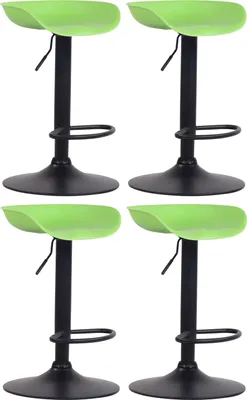 Produktbild von CLP 4er Set Barhocker Anaheim Kunststoff Trompetenfuß mit Fußstütze grün Gestell Farbe schwarz