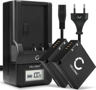Immagine prodotto di CELLONIC 2x Batteria per Fotocamera Compatibile con Panasonic Lumix DMC-LX100, Lumix DC-LX100 II, Lumix DC-GX9, DMW-BLG10 – (980mAh, 7.4V) + Caricabatteria
