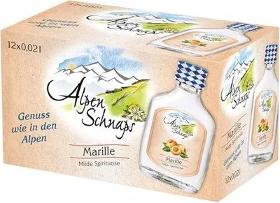 Produktbild von Alpenschnaps Marille Milde Spirituose Obstbrand 35 Prozent 12 x 20ml