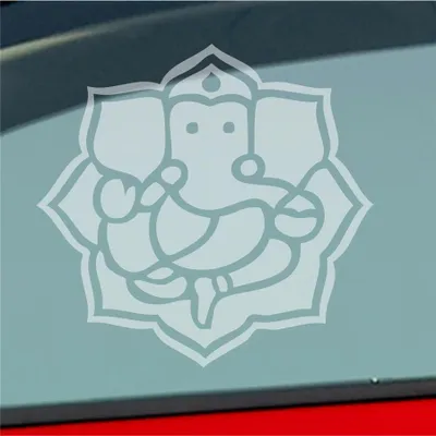 Produktbild von Auto Aufkleber Buddhismus Elefant Ganesha Buddha Asien 10x10 cm Milchglas Sticker Heckscheibenaufkleber